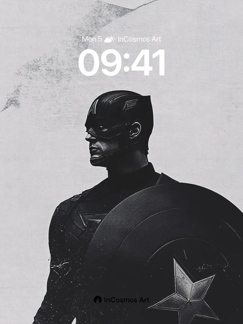 Shadowed Sentinel Wallpaper with Star-etched Shield