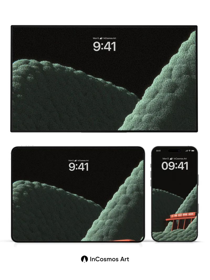 Silent Ridge Wallpaper with Floating Train