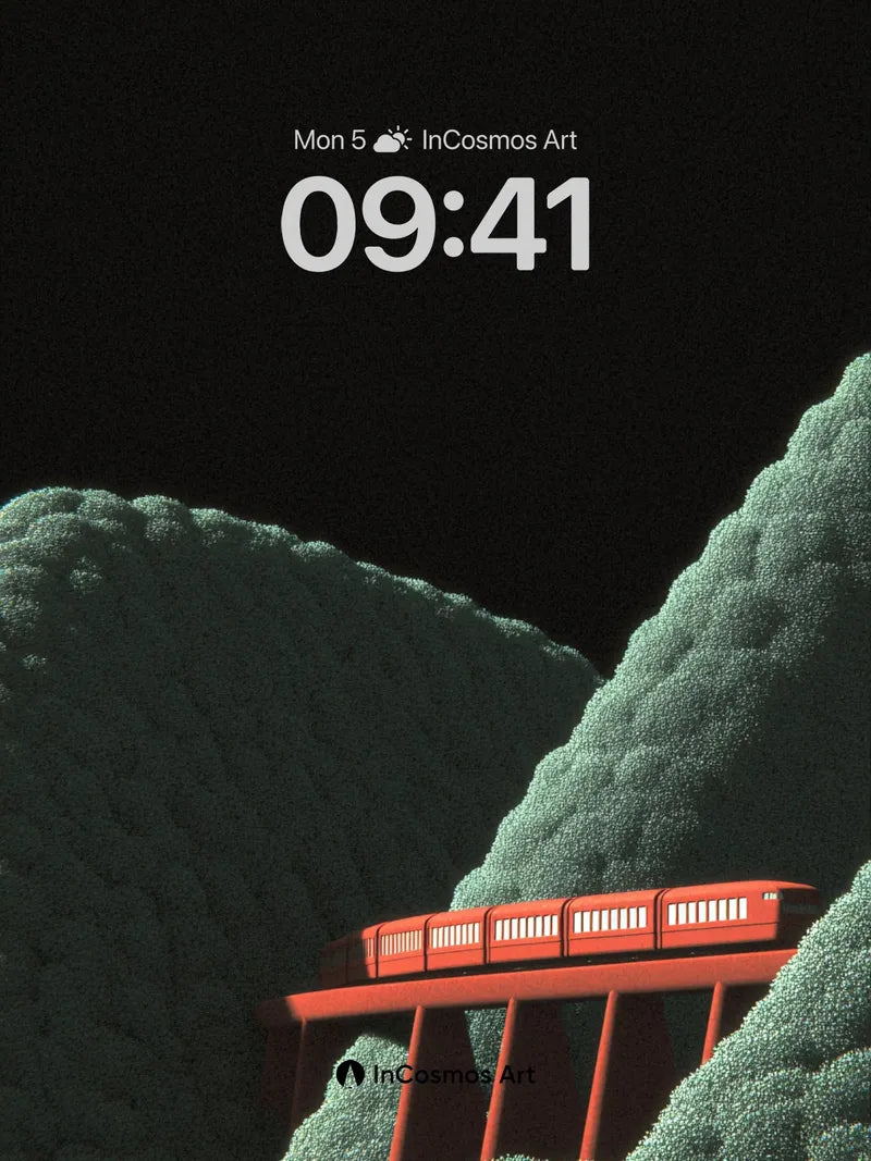 Silent Ridge Wallpaper with Floating Train