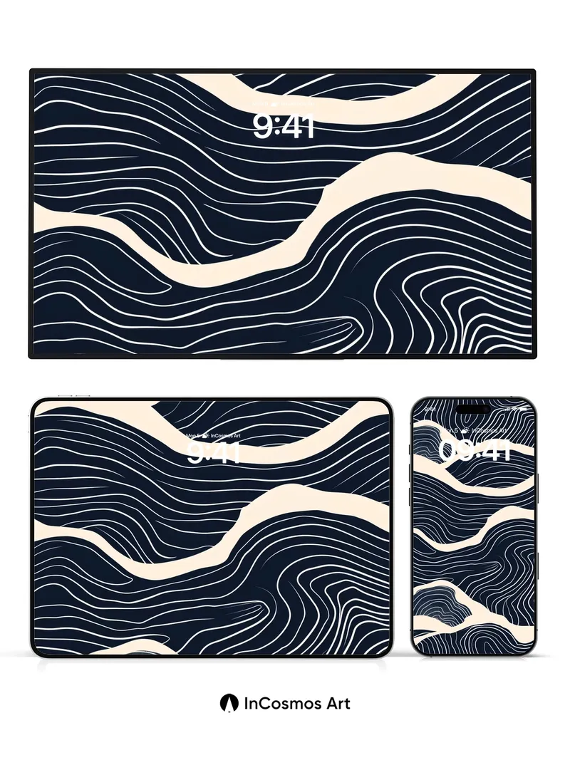 Oceanic Topography Wallpaper with Contour Lines