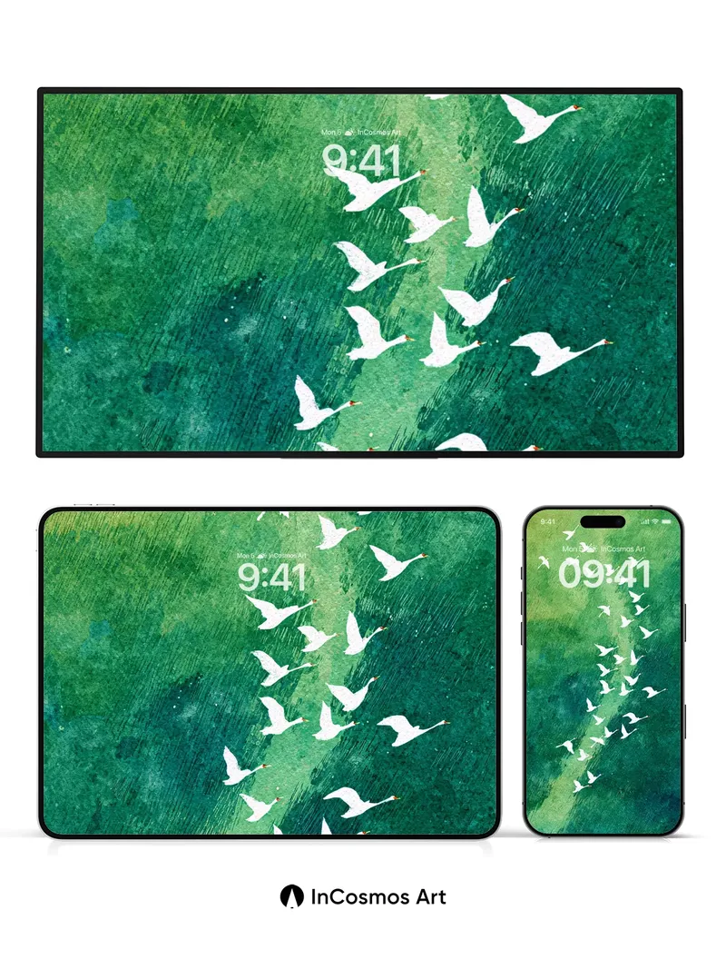 Serenity Flight Wallpaper with Emerald Veins