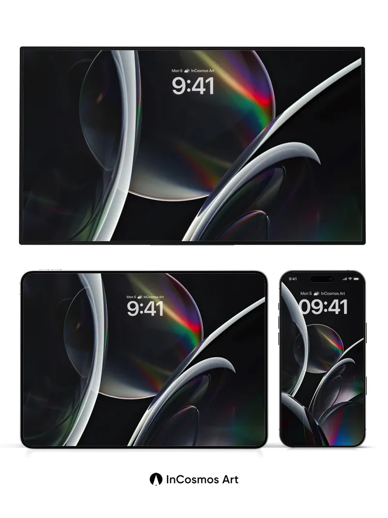 Luminous Void Wallpaper with Rainbow Glass Veins