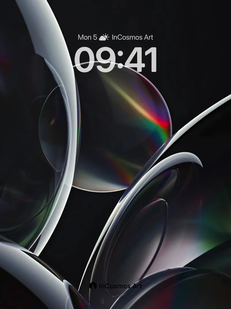 Luminous Void Wallpaper with Rainbow Glass Veins