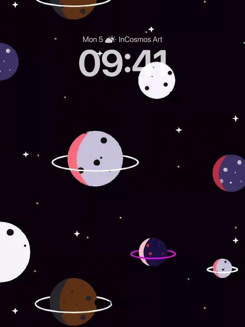 Cosmic Whimsy Wallpaper with Floating Rings