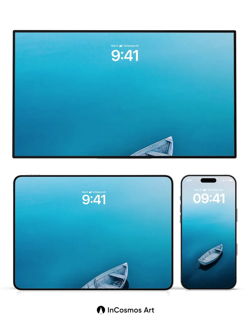 Serenity Drift Wallpaper with Floating Wood