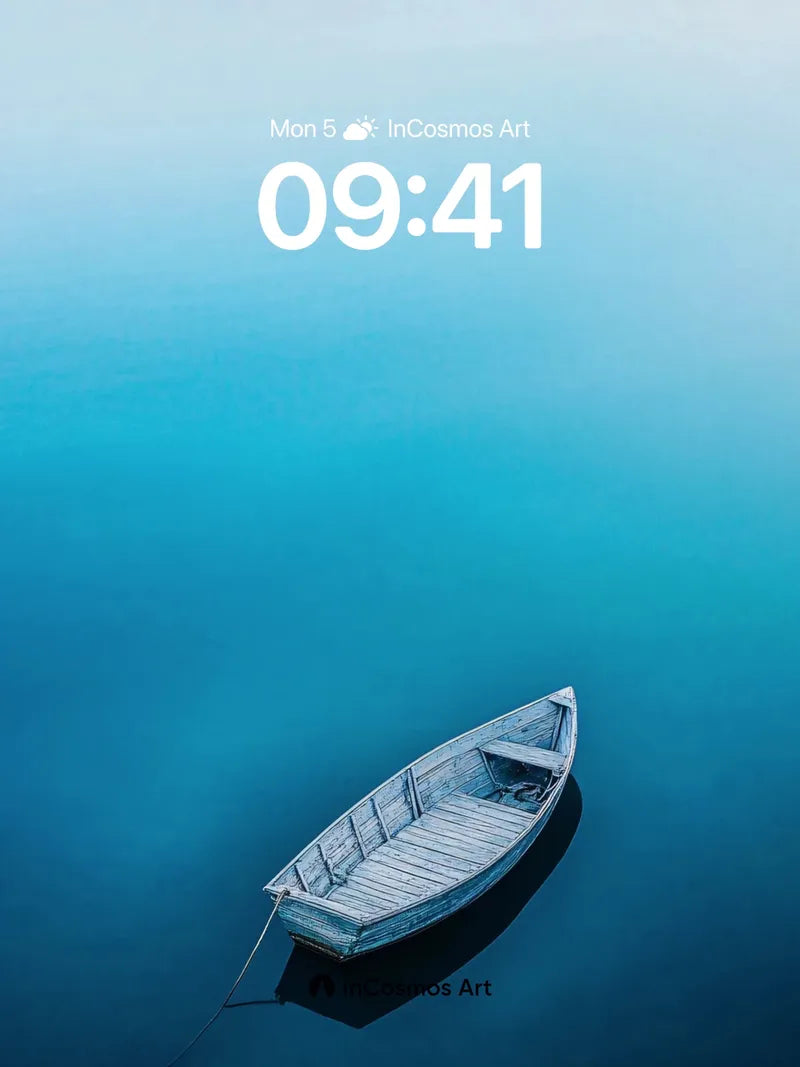 Serenity Drift Wallpaper with Floating Wood