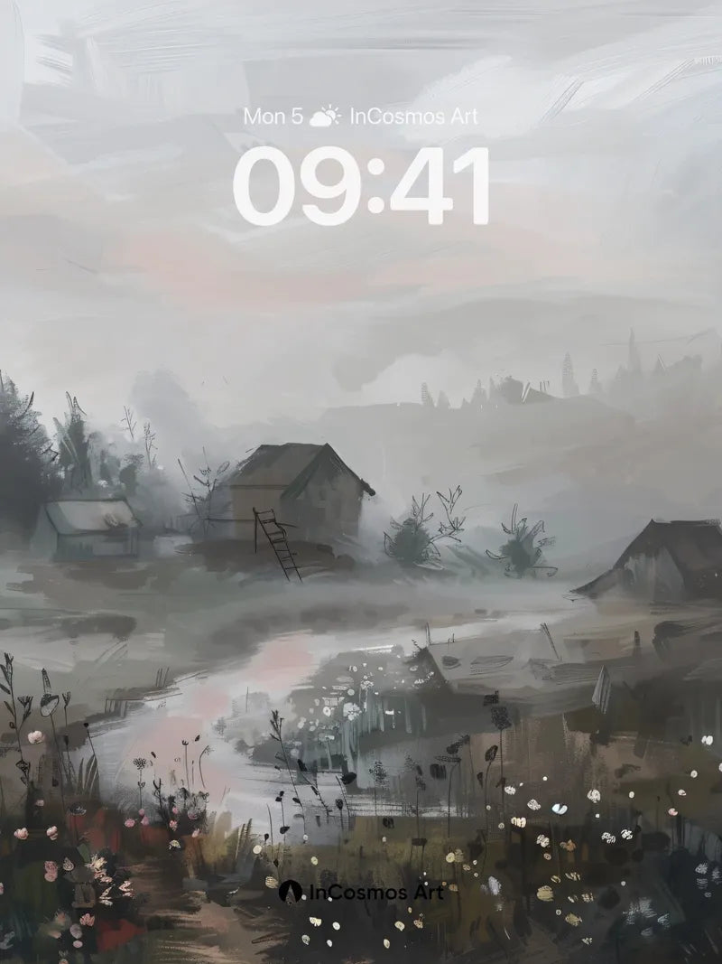 Misty Hollow Wallpaper with Whispering Fields