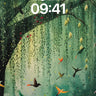 Whispering Canopy Wallpaper with Fluttering Feathers wallpaper for iPhone, iPad & Mac