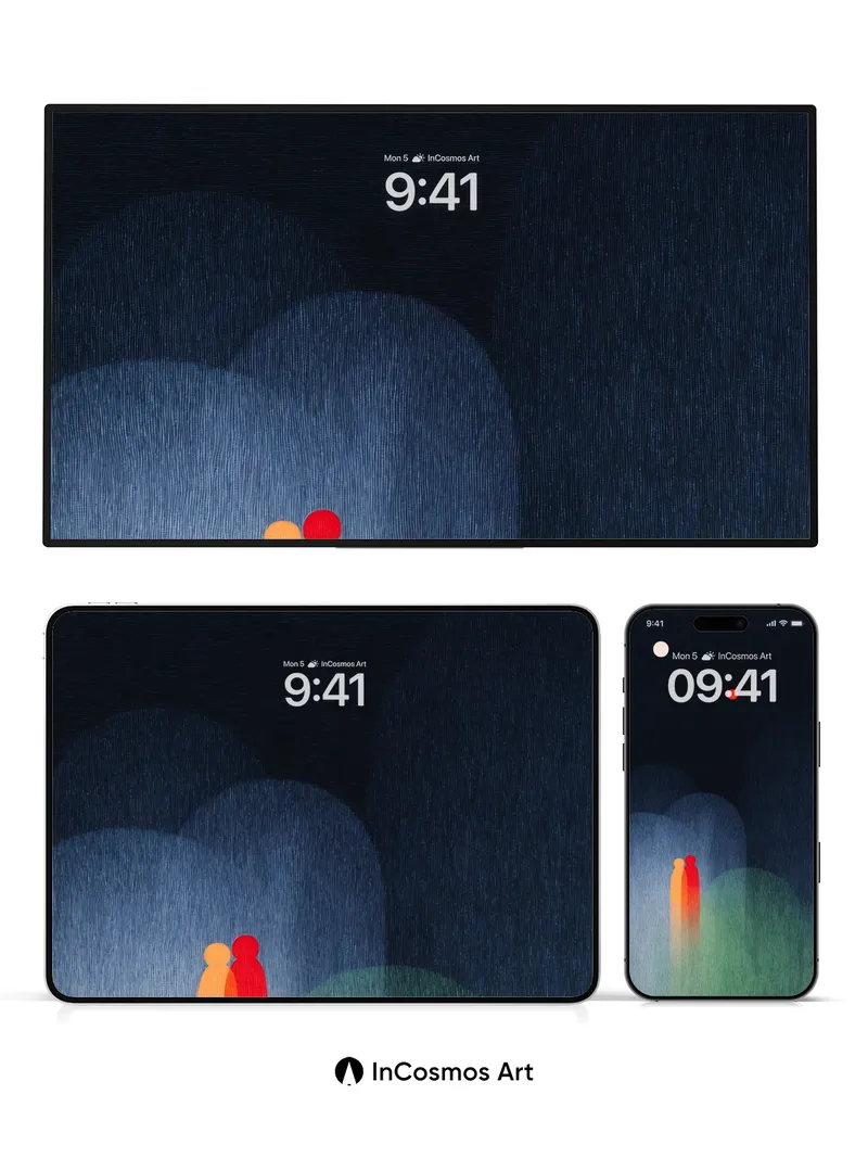 Silent Embrace Wallpaper with Cosmic Hues