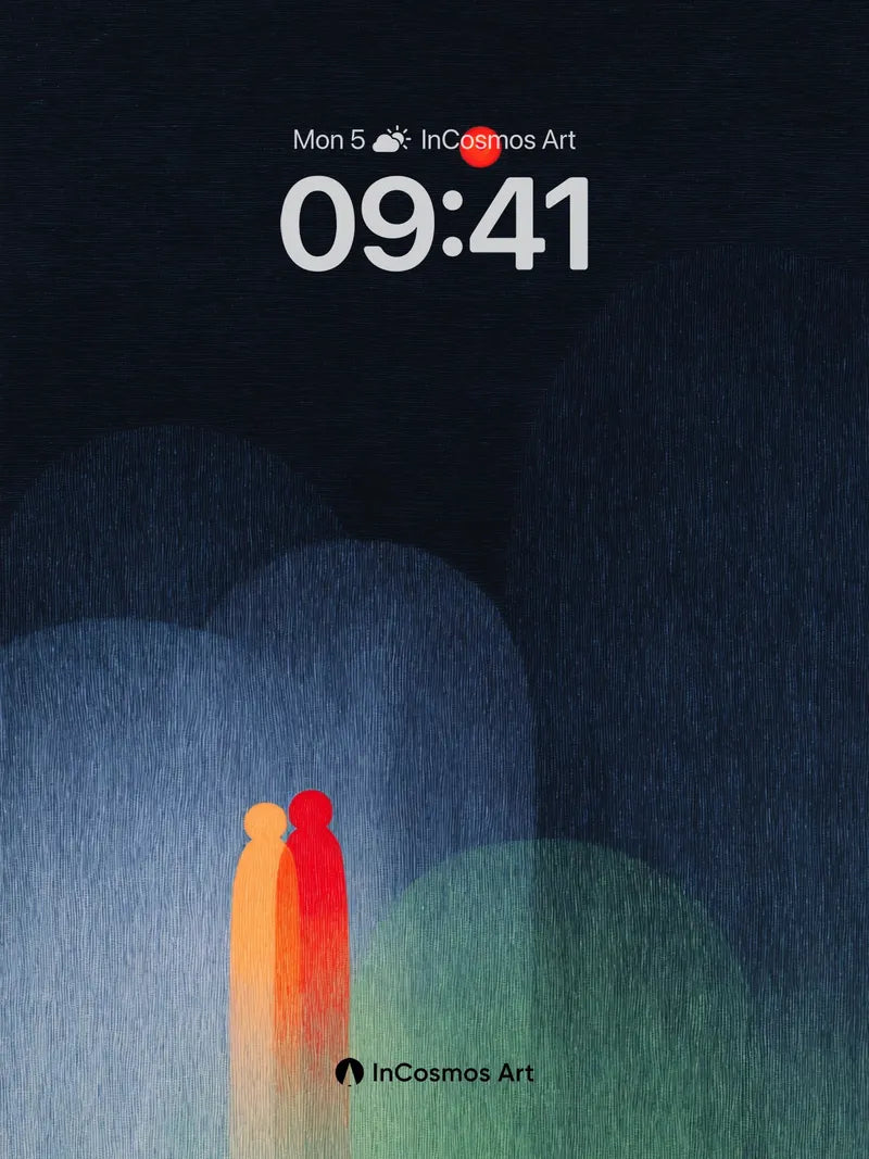 Silent Embrace Wallpaper with Cosmic Hues