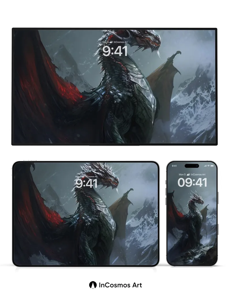 Frostbound Sovereign Wallpaper with Crimson Wings