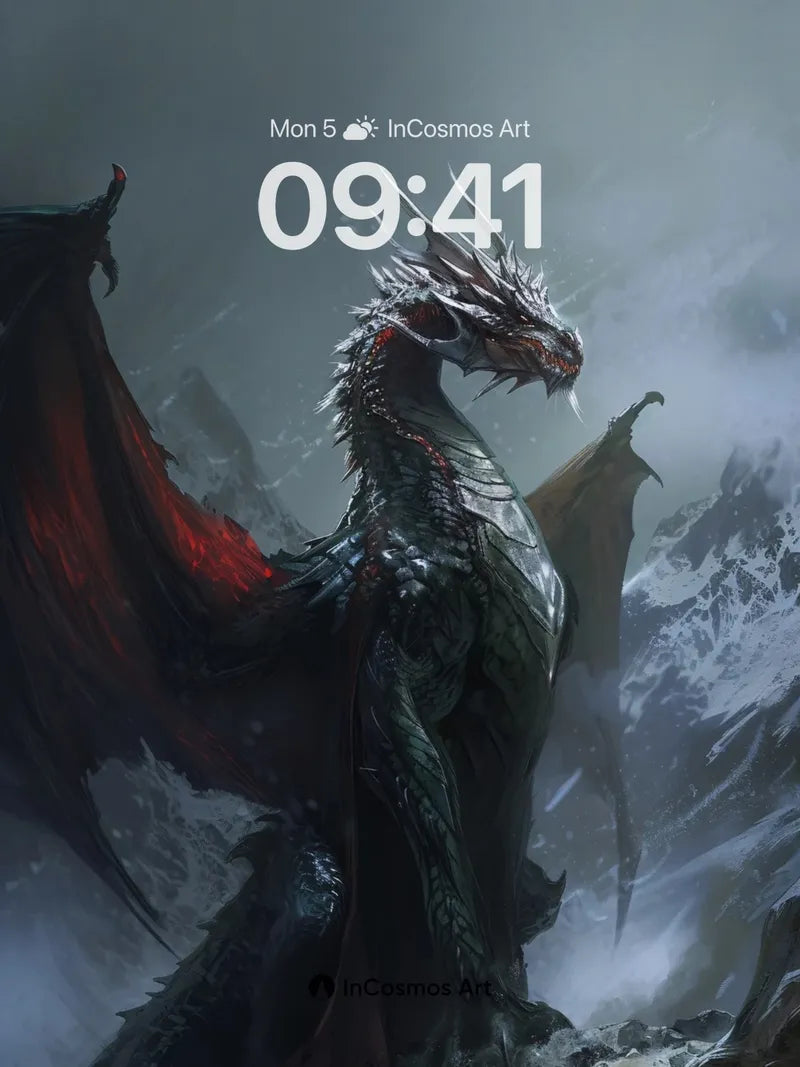 Frostbound Sovereign Wallpaper with Crimson Wings