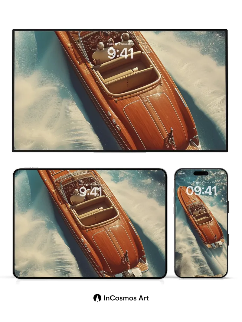 Sunlit Wood Grain Wallpaper with Ocean Traces