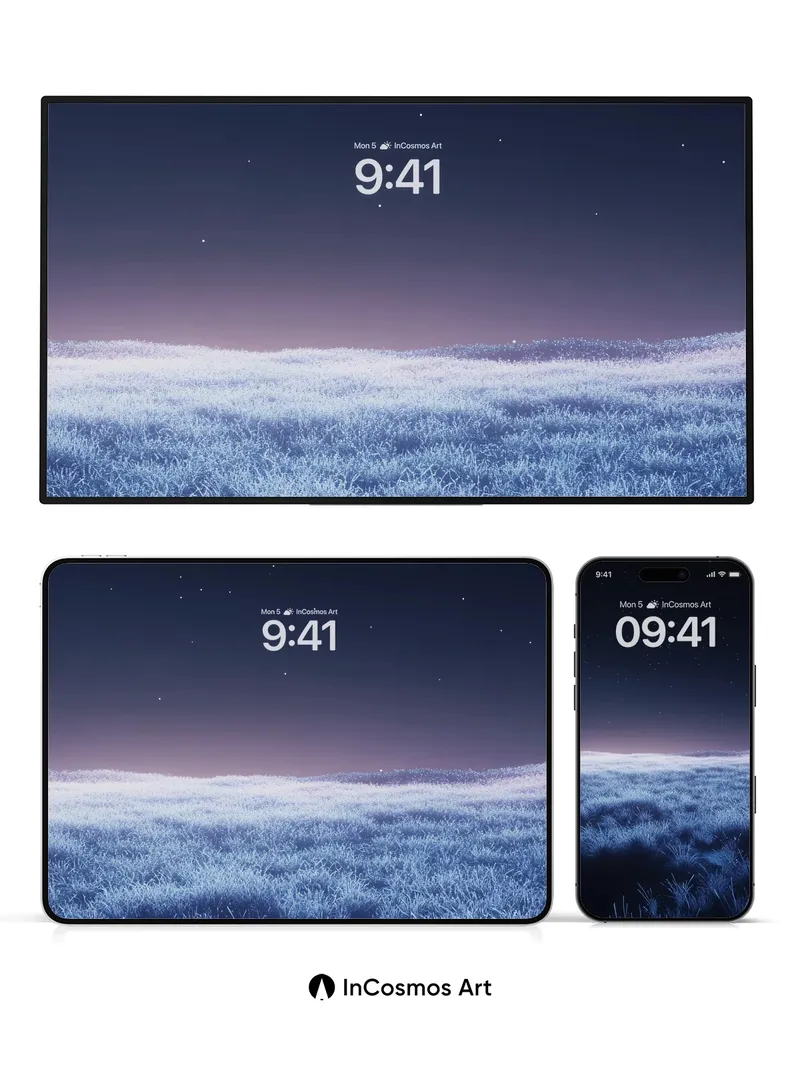 Frost Whisper Wallpaper with Starlit Horizon