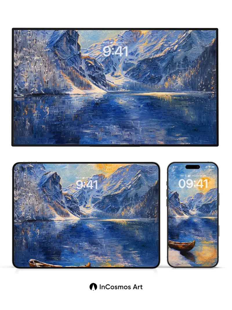 Golden Hush Wallpaper with Moonlit Canoe