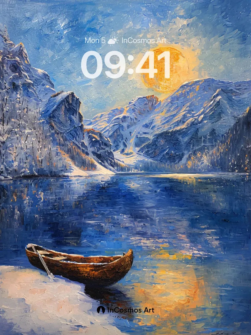 Golden Hush Wallpaper with Moonlit Canoe