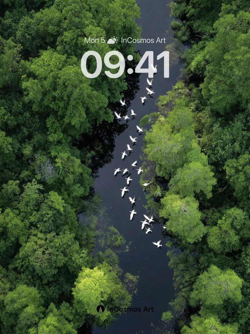 Serenity River Wallpaper with Fluttering Wings wallpaper for iPhone, iPad & Mac