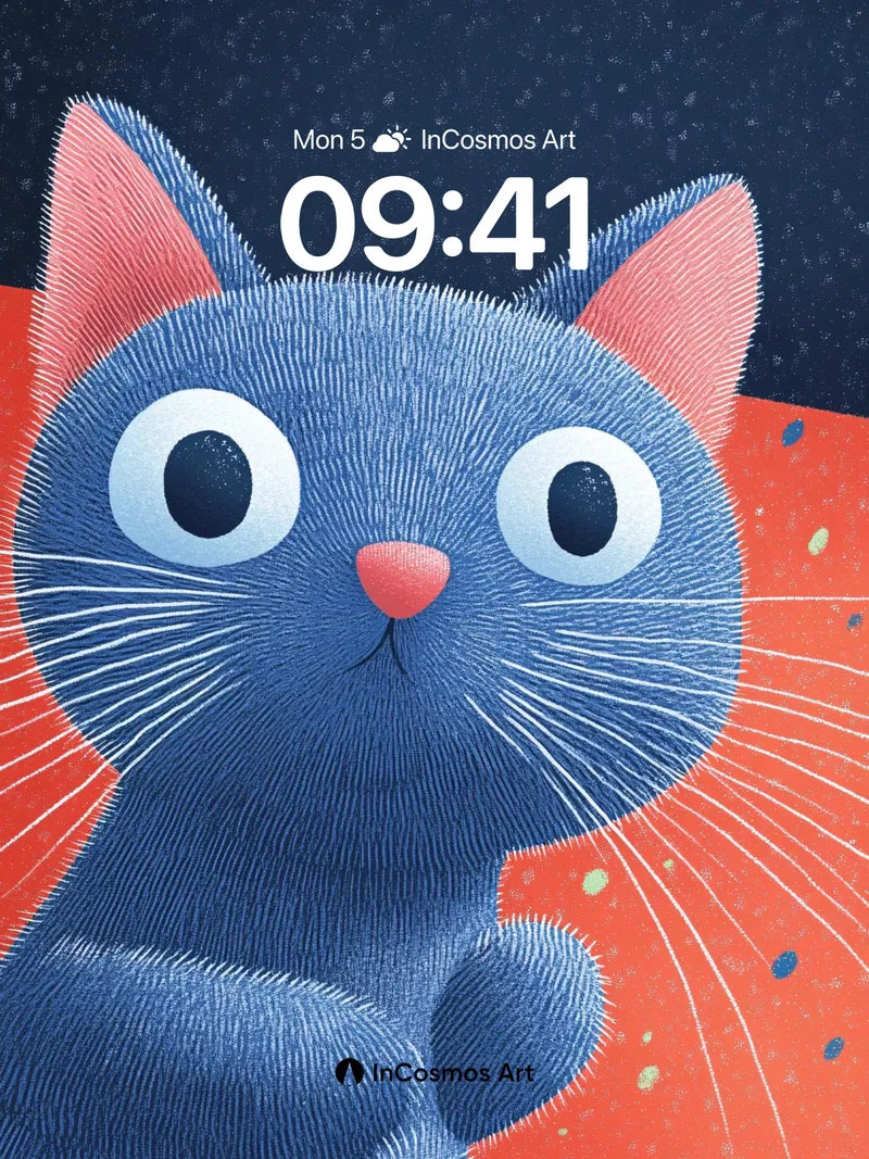 Whiskered Wonder Wallpaper with Cosmic Gaze wallpaper for iPhone, iPad & Mac