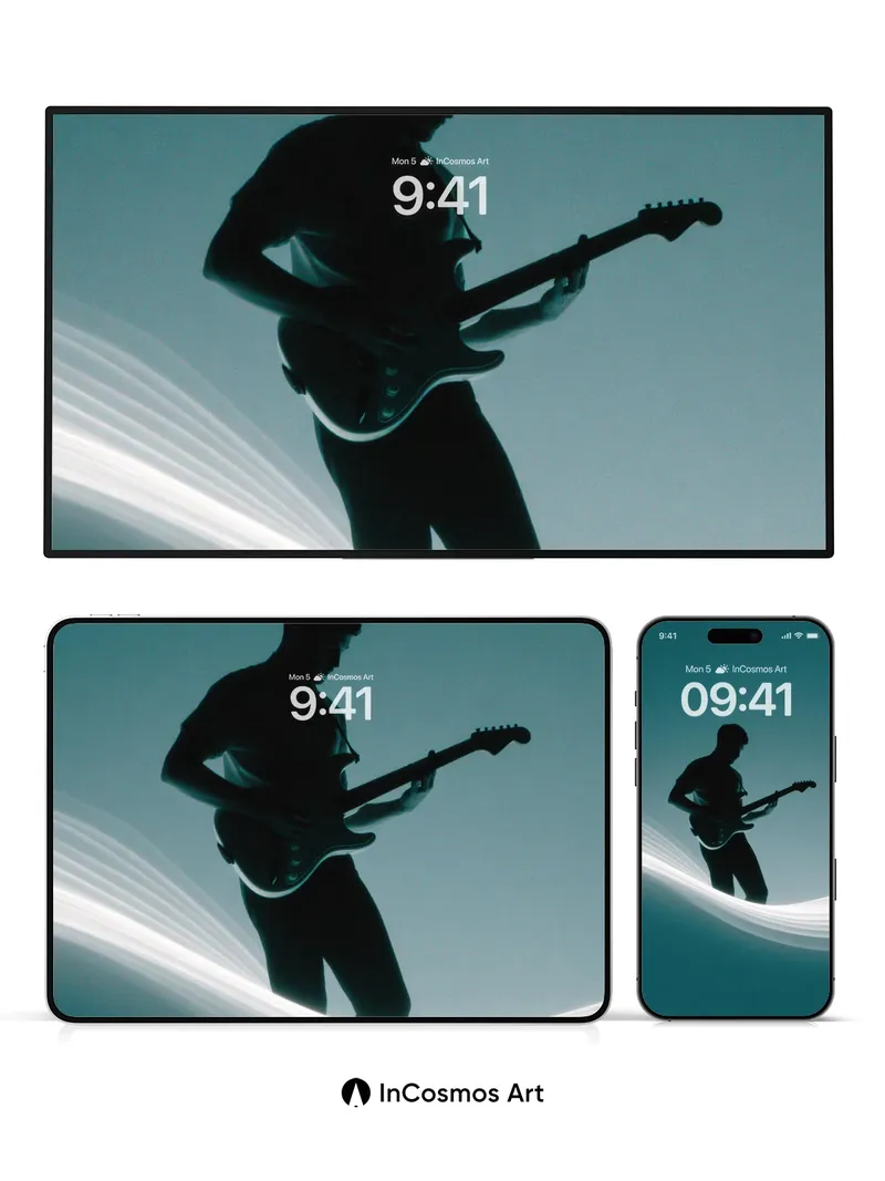 Silhouette Surge Wallpaper with Electric Flow