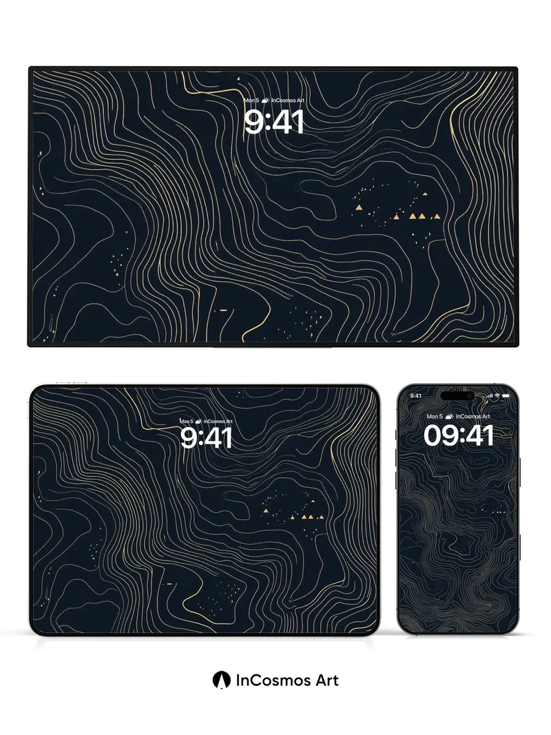 Nocturnal Contour Wallpaper with Golden Veins