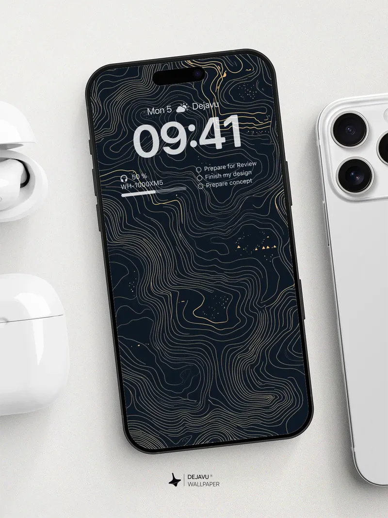 Elegant Topographic Lines Wallpaper 8K For Phone