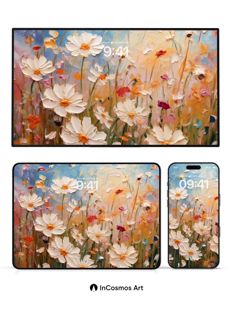 Sunlit Meadow Wallpaper with Whispering Petals