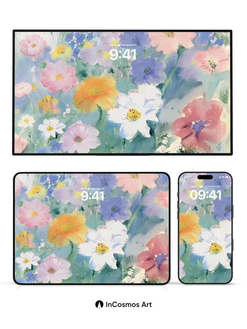 Whispering Petal Wallpaper with Watercolor Breath