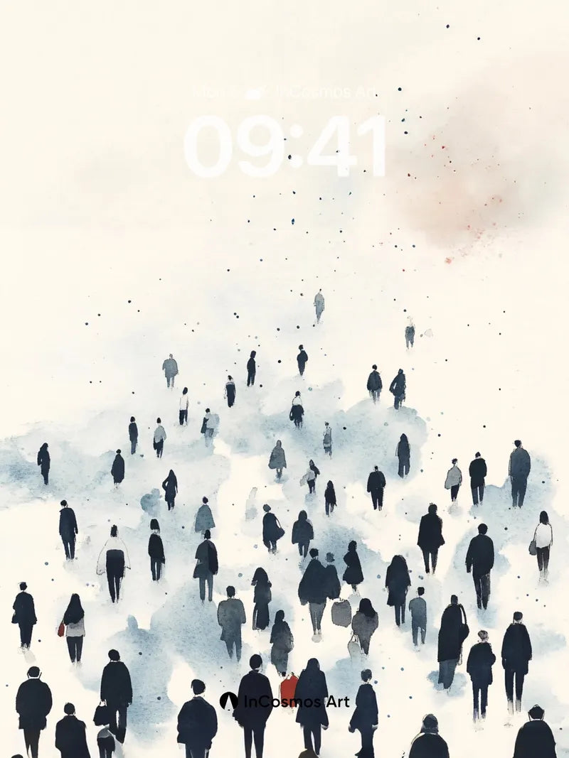 Silhouetted Drift Wallpaper with Floating Ink