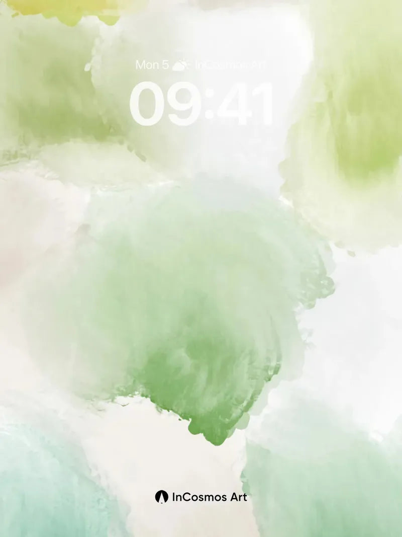 Serene Watercolor Wallpaper with Gentle Green Hues