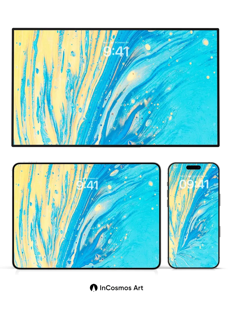 Azure Surge Wallpaper with Golden Veins