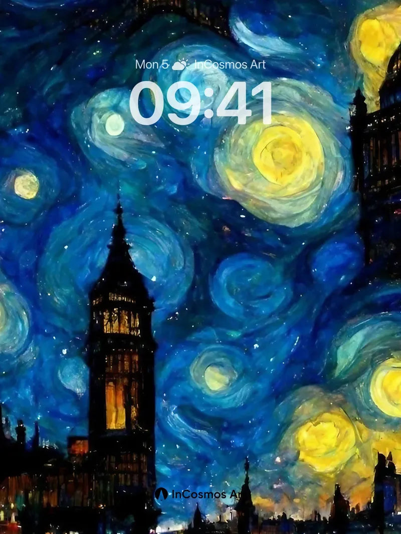 Starry Night London Wallpaper with Van Gogh Swirls