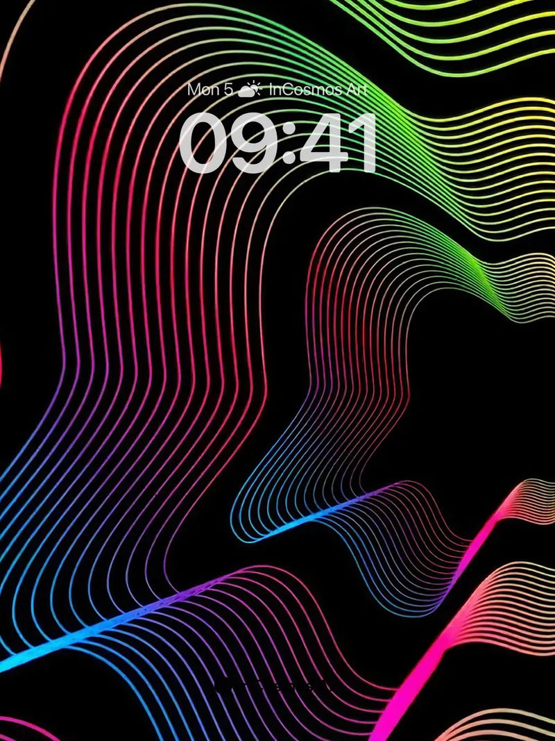 Neon Pulse Wallpaper with Rainbow Currents