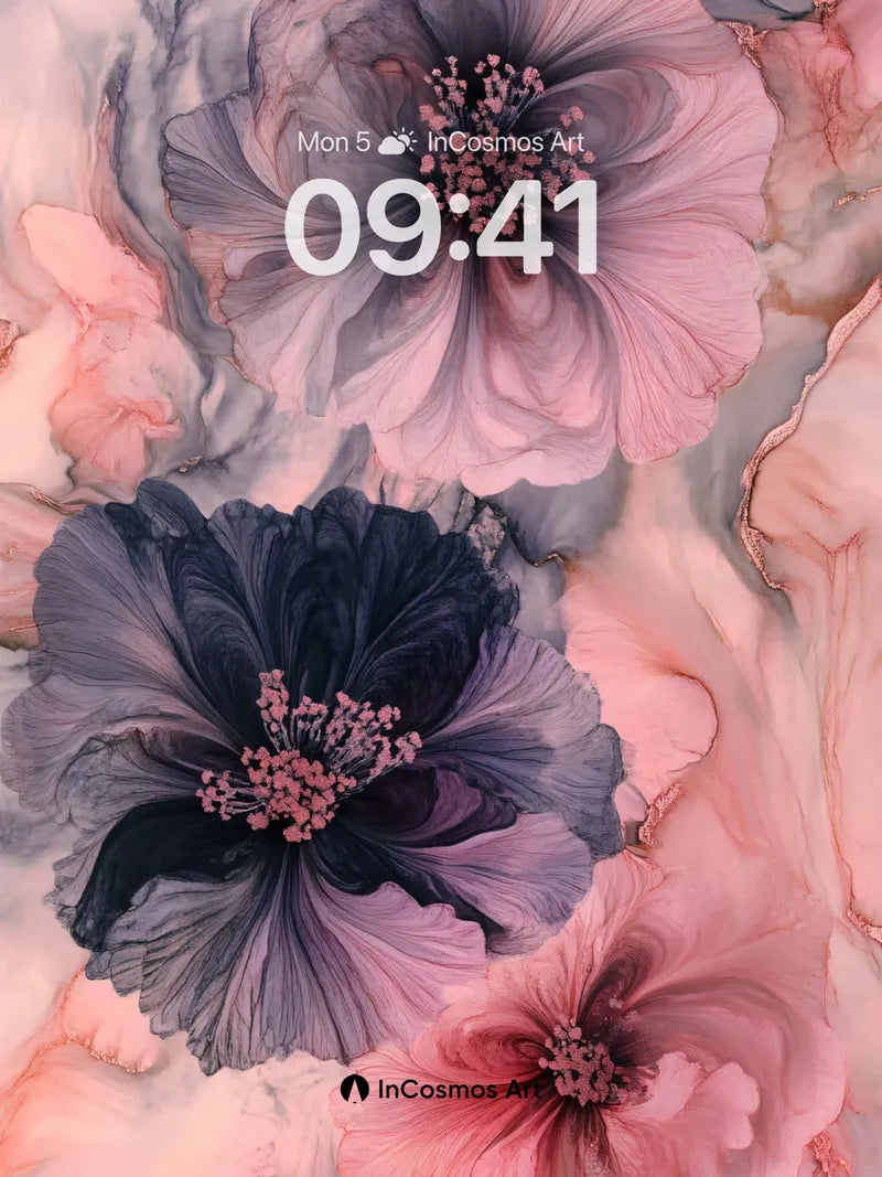 Velvet Bloom Wallpaper with Marbled Veins