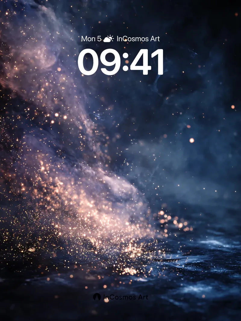 Cosmic Embers Wallpaper with Floating Stardust wallpaper for iPhone, iPad & Mac
