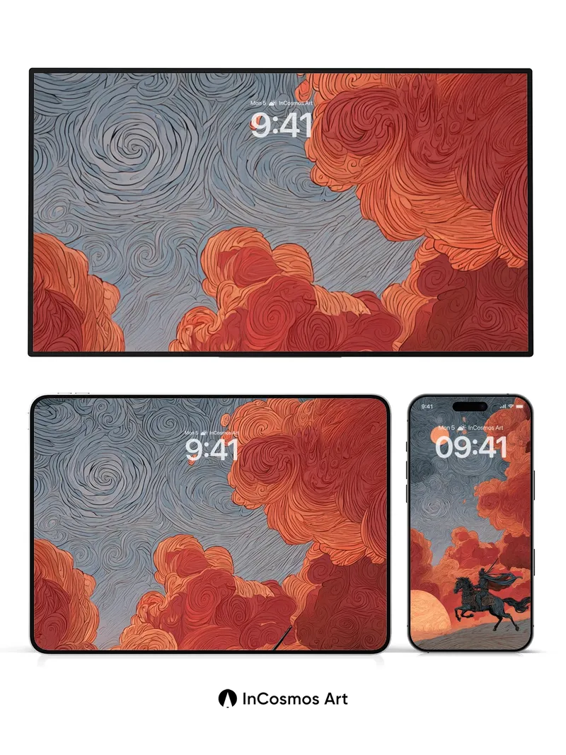 Stormride Fantasy Wallpaper with Van Gogh Swirls