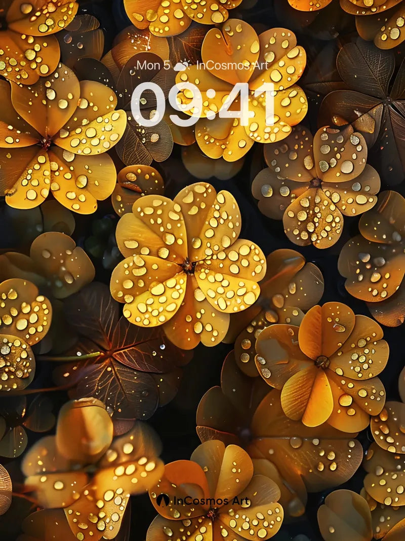Golden Dewdrop Wallpaper with Living Petals wallpaper for iPhone, iPad & Mac