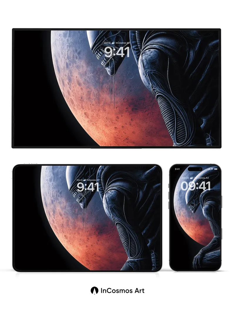 Silent Sentinel Wallpaper with Cosmic Shadow