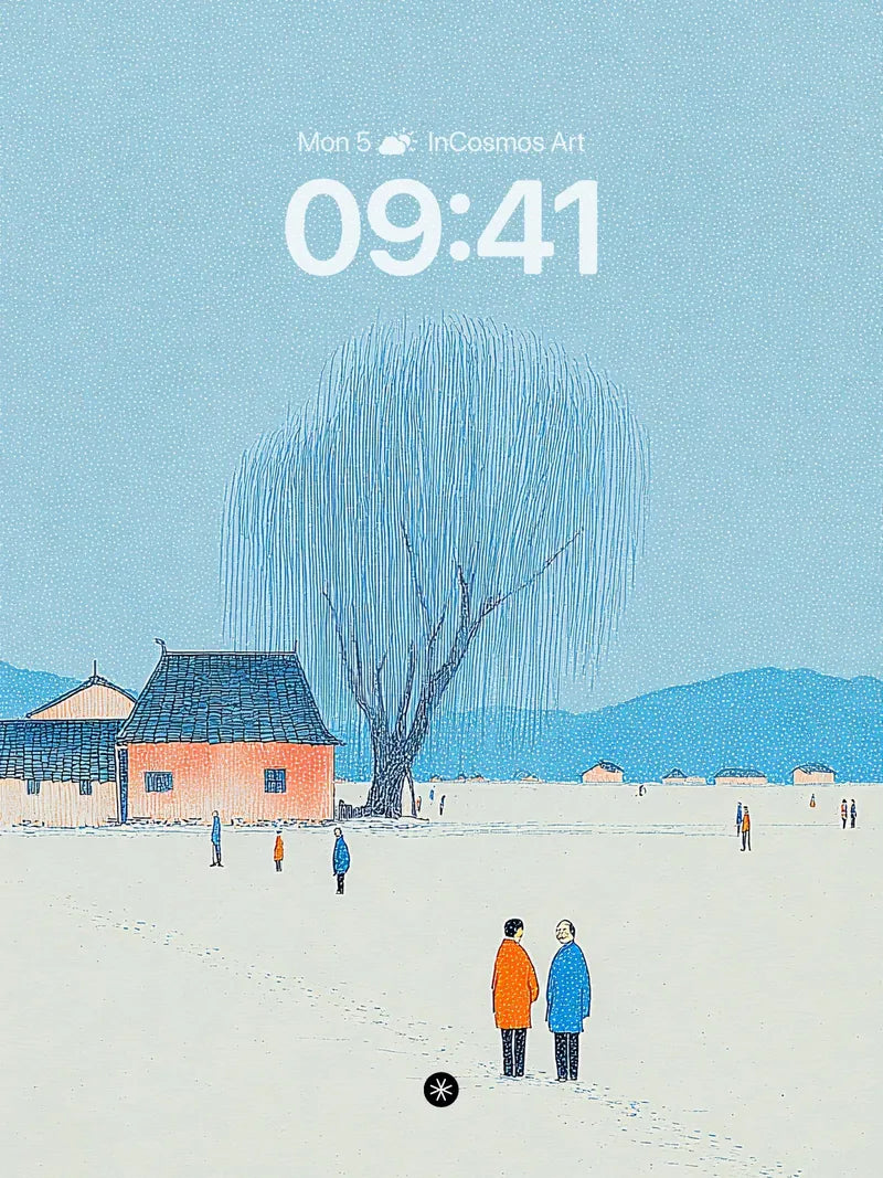 Serene Winter Landscape Wallpaper with Minimalist Charm wallpaper for iPhone, iPad & Mac