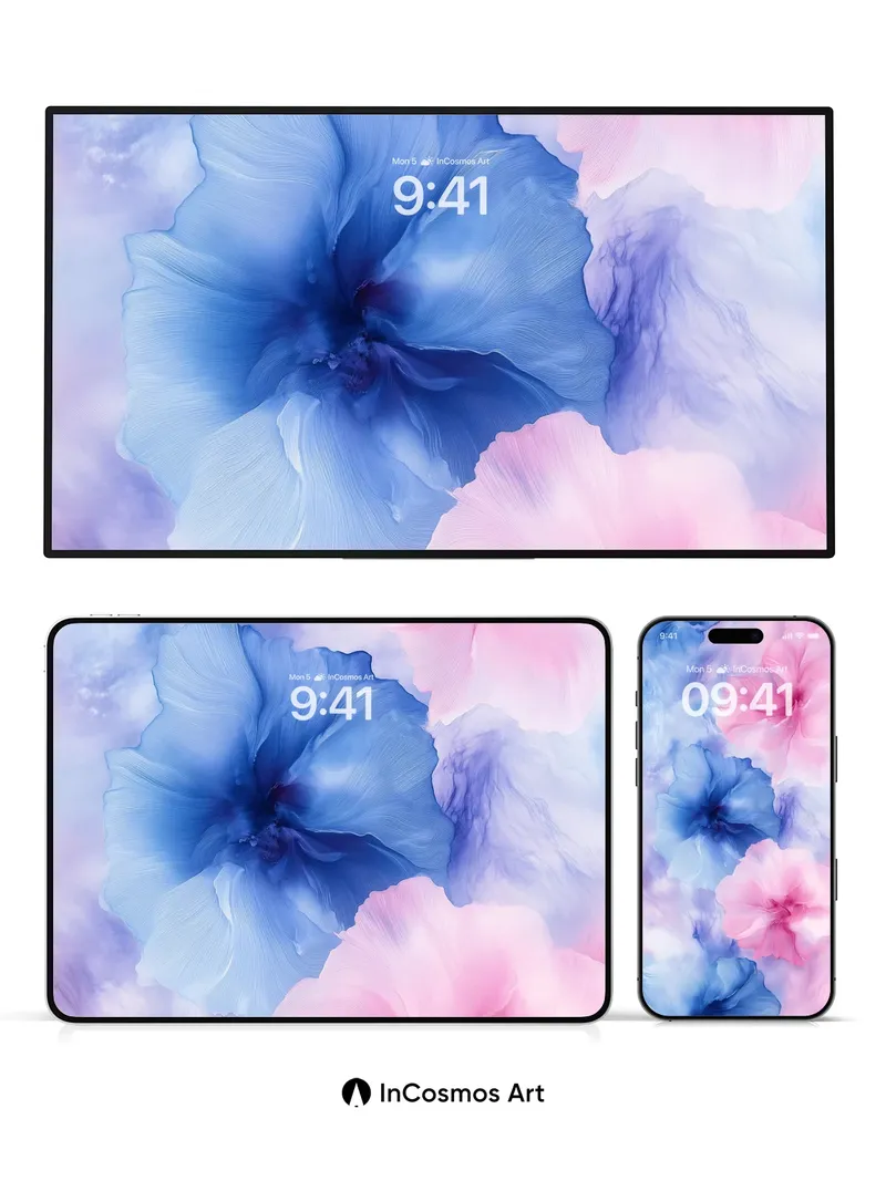 Ethereal Bloom Wallpaper with Watercolor Veils