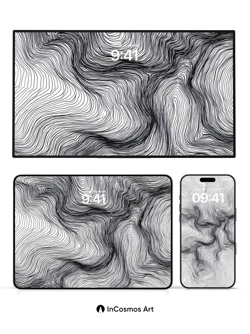 Whispering Contour Wallpaper with Inked Depths