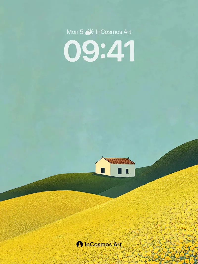 Serenity Hillside Wallpaper with Sunlit Fields