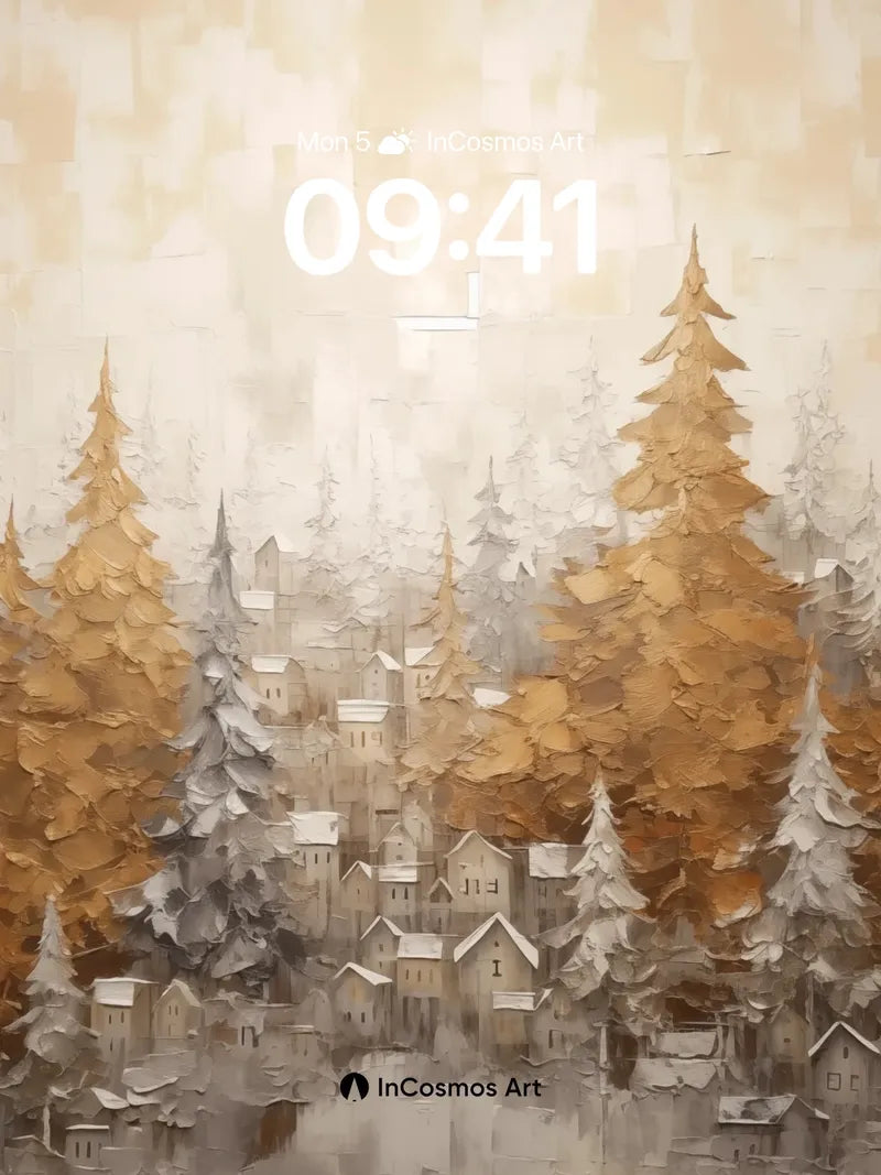 Whispering Pines Wallpaper with Frost-Laced Reflections