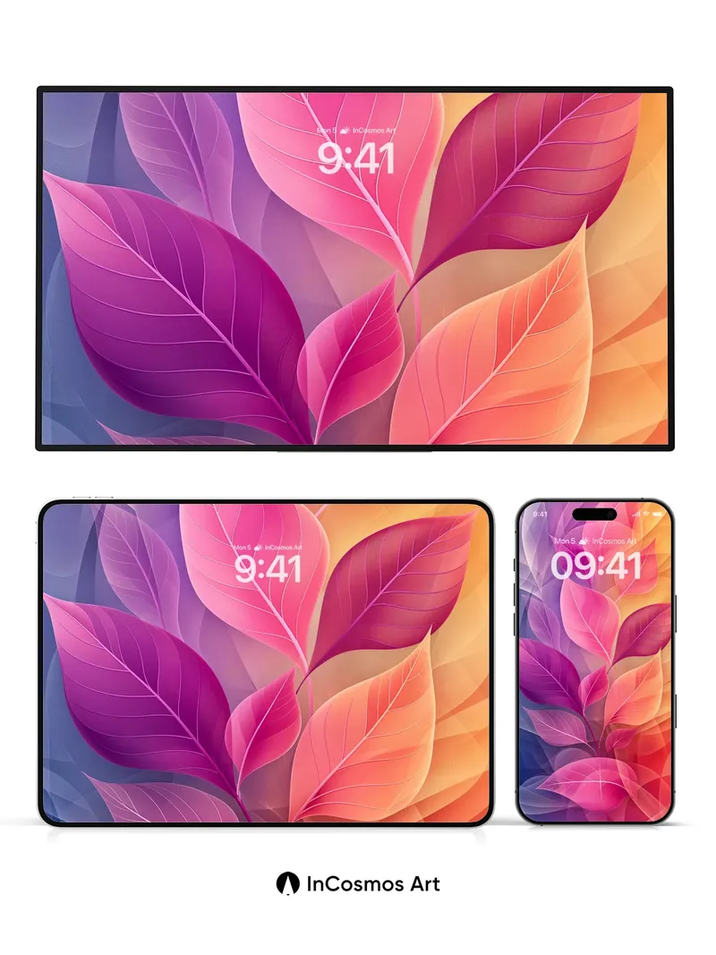 Luminous Vein Wallpaper with Ethereal Leaves