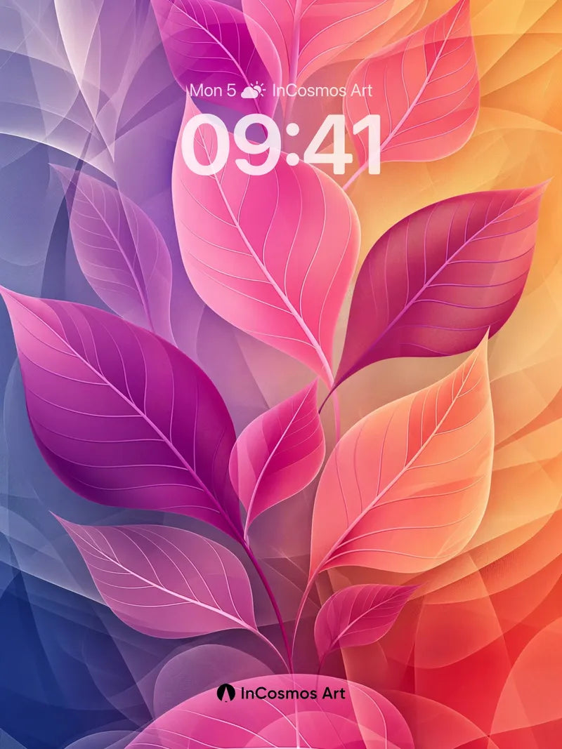 Luminous Vein Wallpaper with Ethereal Leaves