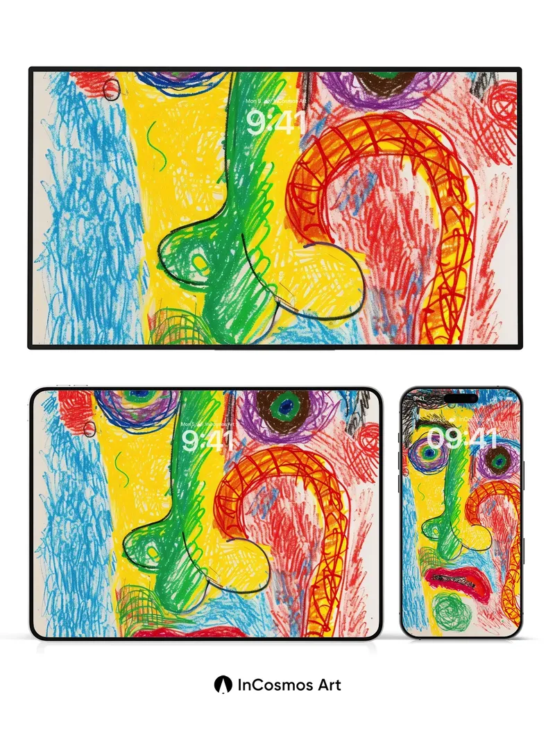 Cubist Chaos Wallpaper with Twisted Colors