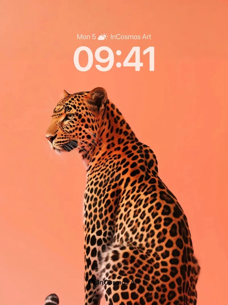 Coral Stillness Leopard Wallpaper with Golden Hush