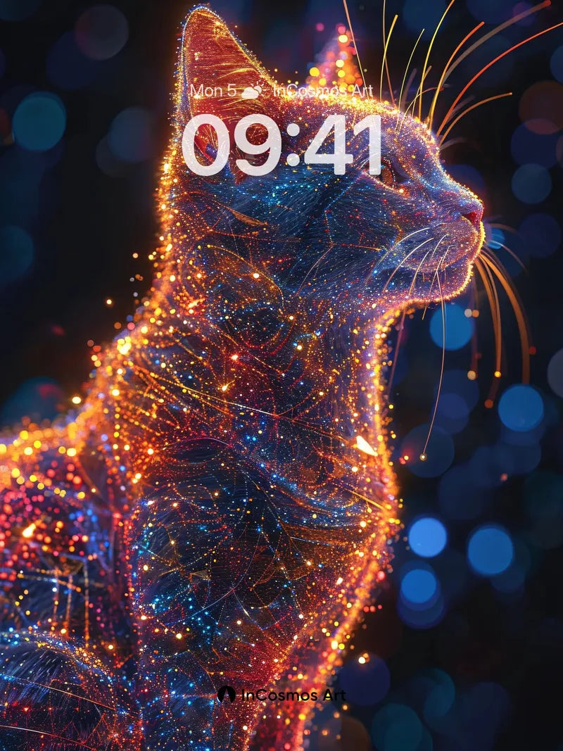 Cosmic Feline Wallpaper with Starlight Fur
