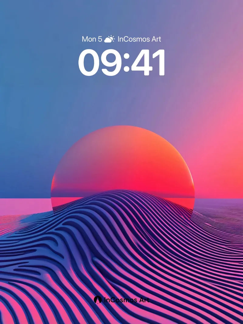 Surreal Horizon Wallpaper with Wave Lines