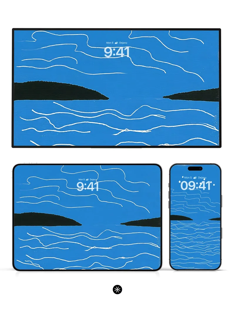 Tranquil Blue Waves Abstract Wallpaper Design