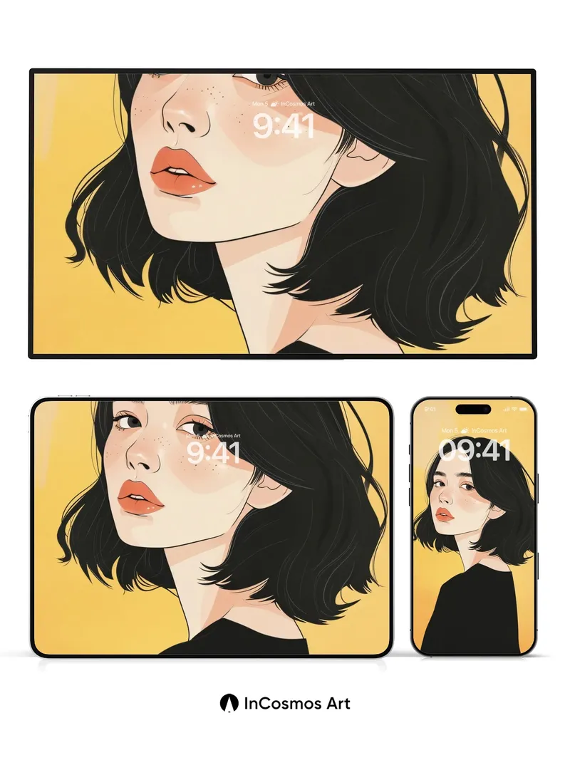 Golden Hush Portrait Wallpaper with Soft Shadows